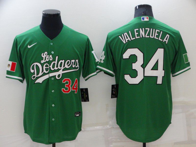 Men Los Angeles Dodgers #34 Valenzuela Green Game Nike 2022 MLB Jersey